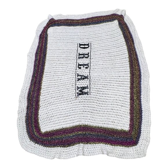 Handmade Crochet Dream Blanket Soft Multicolor Border Inspirational Throw Y2K - Picture 3 of 6